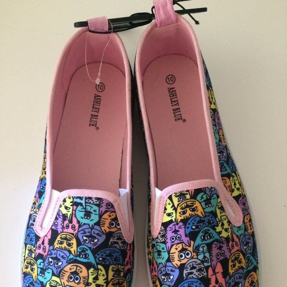 Cute Multi-color Cat Sneakers - Picture 2 of 3
